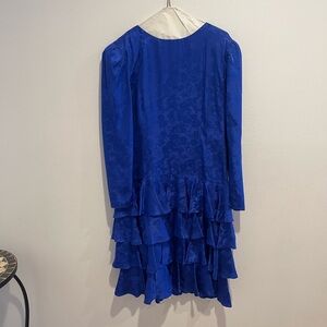 Romantic Rufflled Royal Blue Dresss